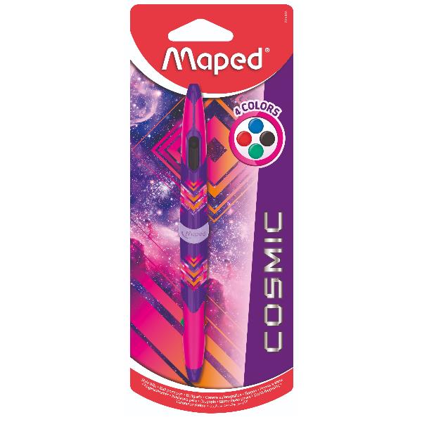 Maped Cosmic Teens - Penna a sfera doppia punta a 4 colori - nero, rosso, blu, verde - 0.7 mm / 0.7 mm - medio / medio - retrattile