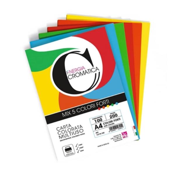 CWR DECO - Carta - A4 - 100 fogli - colori intensi assortiti - 200 g/m²