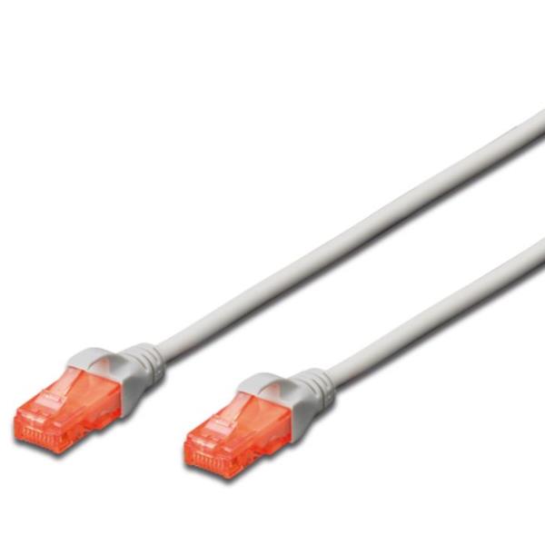 DIGITUS Professional - Cavo patch - RJ-45 (M) a RJ-45 (M) - 7 m - UTP - CAT 6 - IEEE 802.3 - senza alogeni, stampato, antiaggrovigliamento - grigio