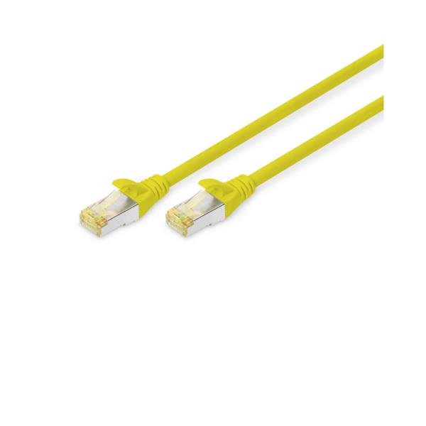 DIGITUS - Cavo patch - RJ-45 (M) a RJ-45 (M) - 50 cm - SFTP - CAT 6a - schermato, senza alogeni, stampato, antiaggrovigliamento, bloccato - giallo, RAL 1018
