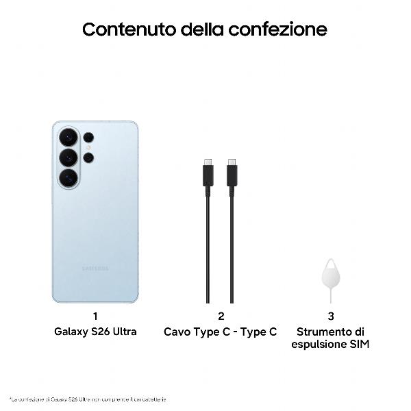 Samsung Galaxy S26 Ultra Smartphone AI, 256GB, Privacy Display integrato, Processore potente, Assistente Foto, Camera 200 MP, 5000 mAh, Sky Blue, 17,5 cm (6.9ʺ), 12 GB, 256 GB, 200 MP, Android 16.0, Blu