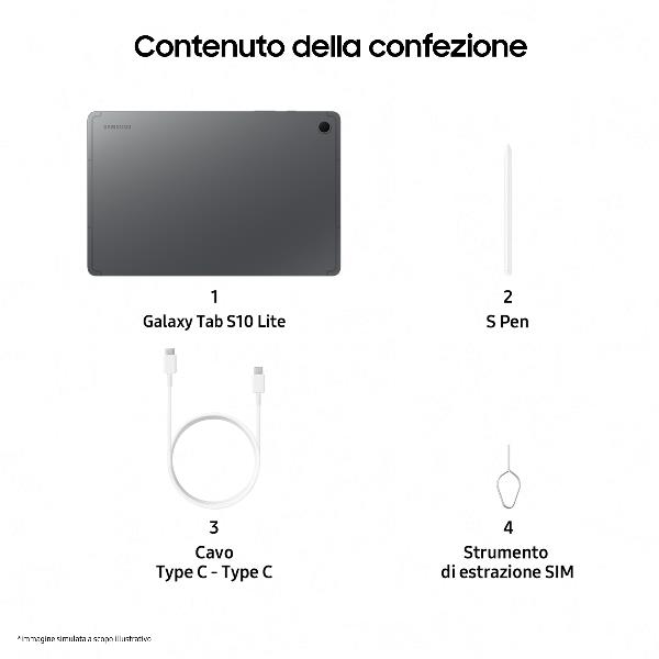 Samsung Galaxy Tab S10 Lite Enterprise Edition, 27,7 cm (10.9ʺ), 2112 x 1320 Pixel, 128 GB, 6 GB, 2 GHz, Grigio