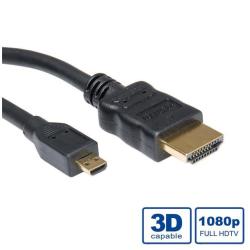 Nilox - Cavo HDMI con Ethernet - HDMI maschio a 19 pin micro HDMI Type D maschio - 2 m - nero