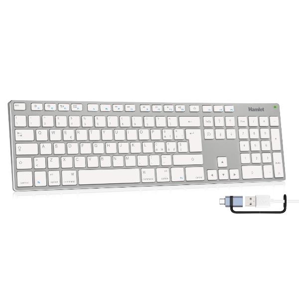 Hamlet XKKITA-MCX, Full-size (100%), Cablato, USB, Tasto con meccanismo a forbici, QWERTY, Bianco