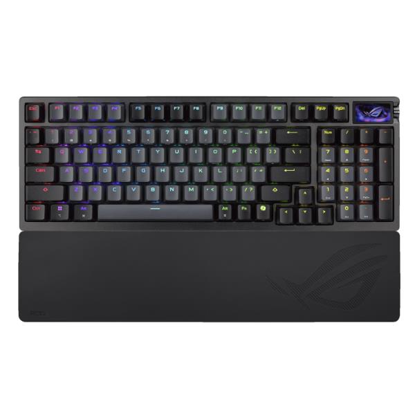 ASUS ROG Azoth 96 HE, 96%, Con cavo e senza cavo, USB + RF Wireless + Bluetooth, Magnetic-mechanical key switch, LED RGB, Nero
