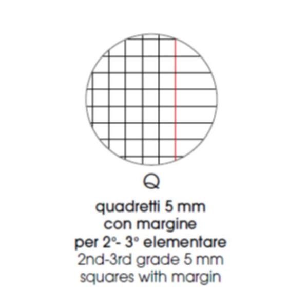 Quaderno A4 rilegatura a filo refe, quadri 5 mm, 80 fogli, copertina cartone plastificato