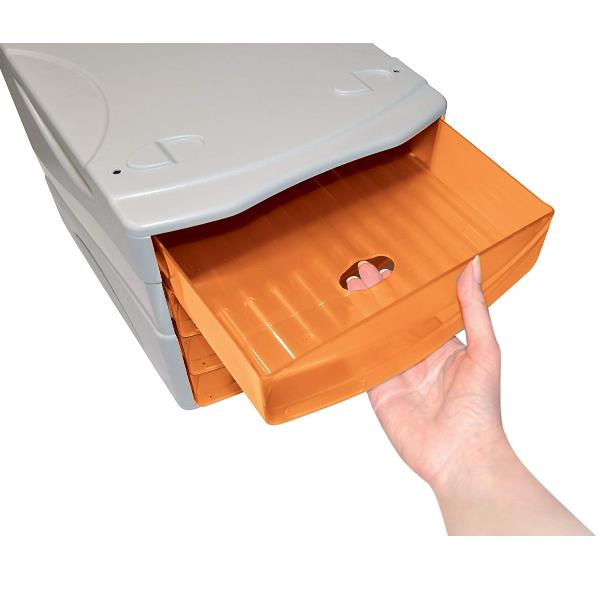 Cassettiera Smile - 29 x 38 x 25,5 cm - 4 cassetti da 5 cm - grigio/arancio trasparente - Arda