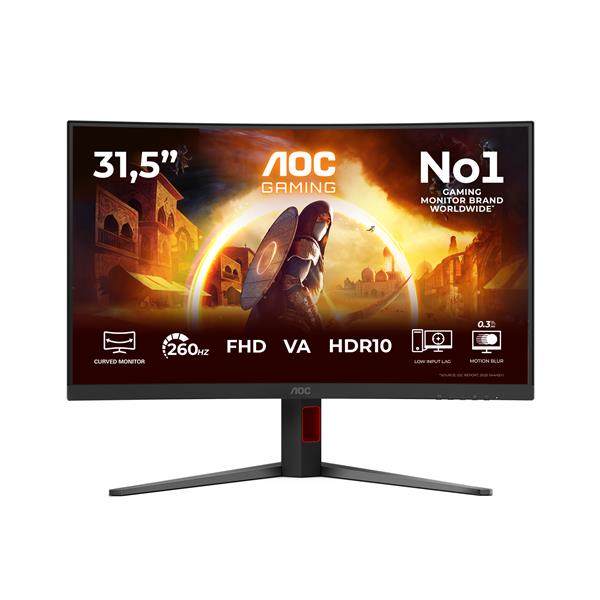 AOC G4 C32G4Z, 80 cm (31.5ʺ), 1920 x 1080 Pixel, Full HD, LCD, 4 ms, Nero, Rosso