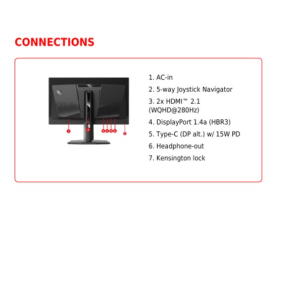 MSI MAG 271QP QD-OLED X28, 67,3 cm (26.5ʺ), 2560 x 1440 Pixel, Wide Quad HD, QD-OLED, 0,03 ms, Nero