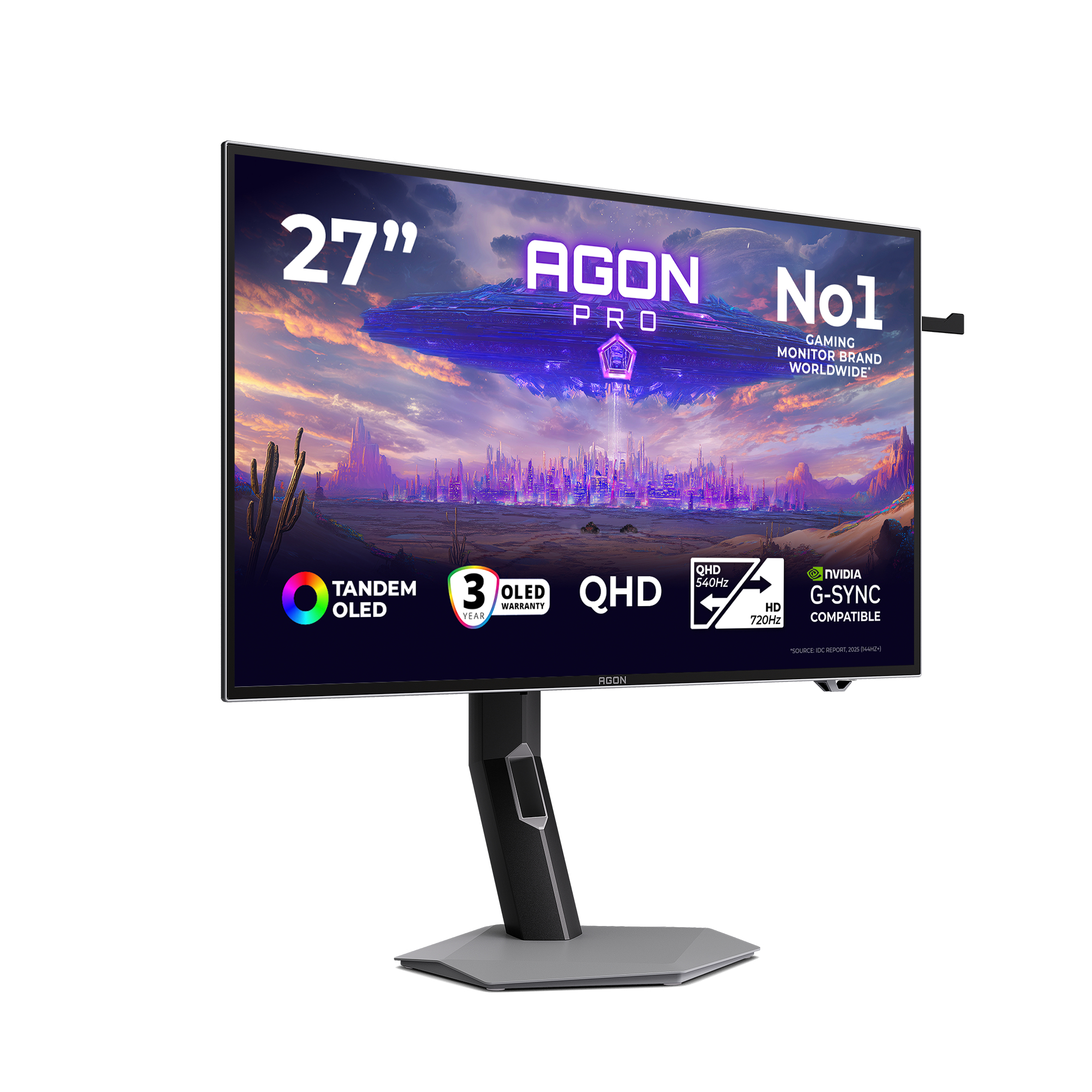 AOC AGON PRO AGP277QKDC, 67,3 cm (26.5ʺ), 2560 x 1440 Pixel, Quad HD, OLED, 0,03 ms, Grigio