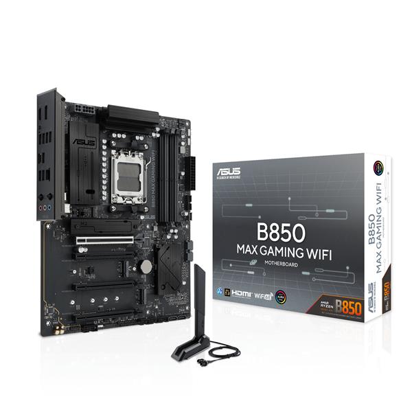 ASUS B850 MAX GAMING WIFI, AMD, Socket AM5, AMD Ryzen 7000 Series, AMD Ryzen 8000 Series, AMD Ryzen 9000 Series, Socket AM5, DDR5-SDRAM, 256 GB