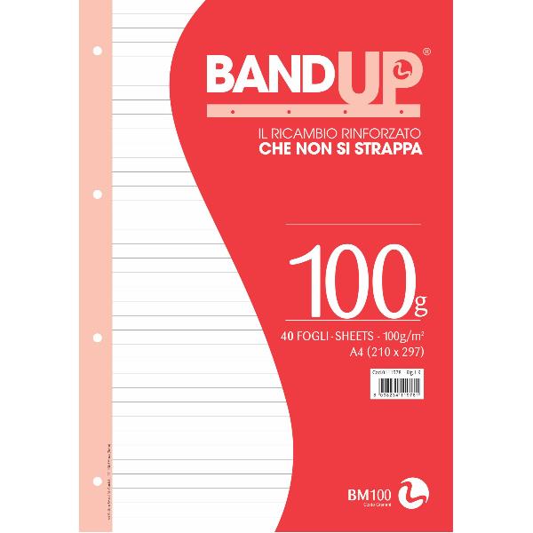 Ricambi BandUP forati rinforzati - A4 - 1 rigo - 100gr - BM - conf. 40 pezzi