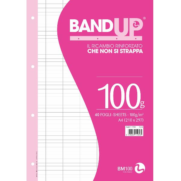 Ricambi BandUP forati rinforzati - A4 - rigo di 1a - 100gr - BM - conf. 40 pezzi