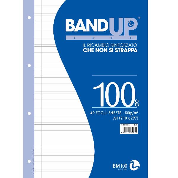Ricambi BandUP forati rinforzati - A4 - rigo di 3a - 100gr - BM - conf. 40 pezzi