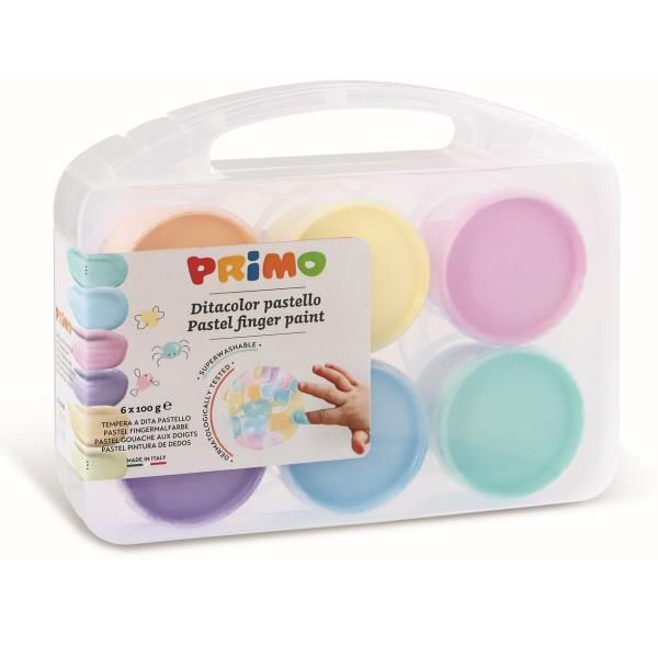 Ditacolor colori a dita - 100ml  - c/pennello - valigetta 6 colori pastello - Primo