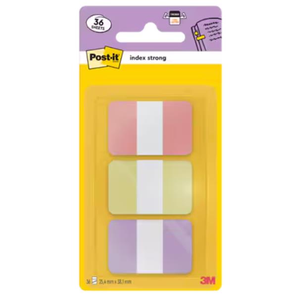 Segnapagina Post-it Index Strong -  686-3SUN - 25,4 x 38,1 mm - colori pastelllo - Post-it - conf. 36 pezzi
