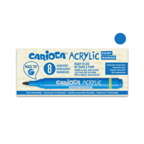Marcatore Paint Marker acrilico - punta maxi - blu - Carioca - conf. 8 pezzi