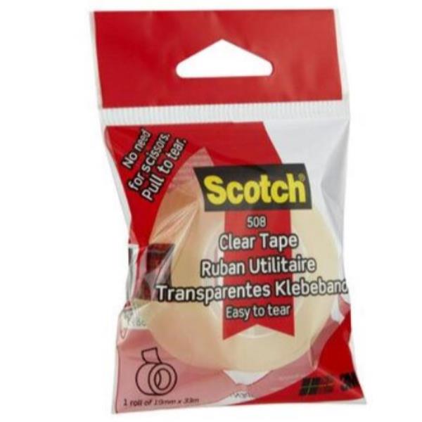 Nastro adesivo 508 -confezionato singolarmente -  19 mm x 33 m - PP - trasparente - Scotch - Conf. 8 rotoli
