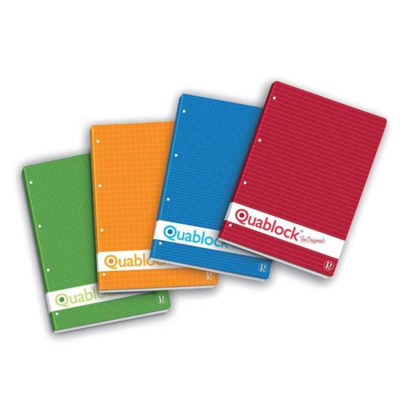 Blocco Quablock Original - collato - A4 - 4 mm - 80 gr - 50 fogli - 4 fori - Pigna
