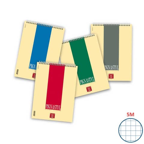 Blocco Pignastyl spiralato - A4 - 210 x 297mm - 80gr - 60 fogli - 5mm - Pigna