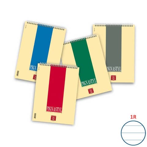 Blocco Pignastyl spiralato - A4 - 210 x 297mm - 80gr - 60 fogli - 1 rigo - Pigna