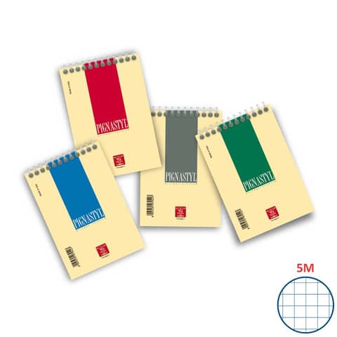 Blocco Pignastyl spiralato - A6 - 100 x 150mm - 80gr - 60 fogli - 5mm - Pigna