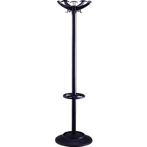 Appendiabiti - con portaombrelli - 5 posti - 168 x 46 cm - nero - Unisit