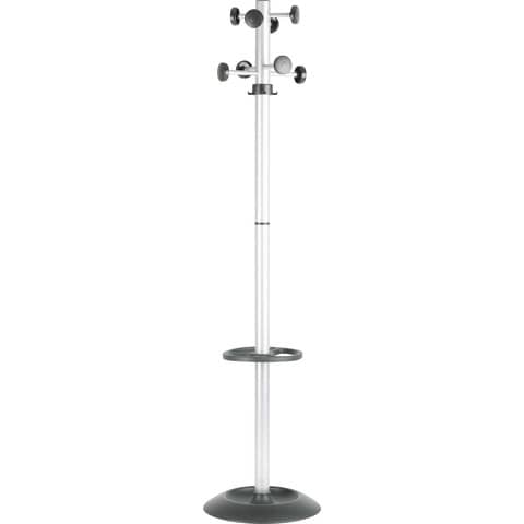 Appendiabiti Totem - con portaombrelli - 8 posti - 175 x 39 cm - grigio/nero - Unisit