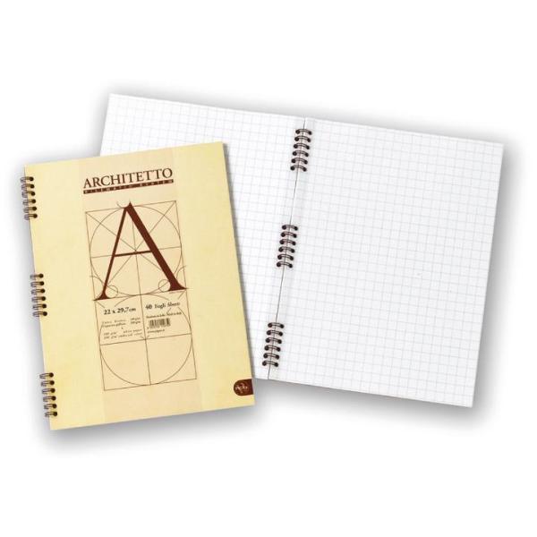 Blocco Architetto - spiralato - 220 x 297mm - 100 gr - 40 fogli - bianco - Pigna