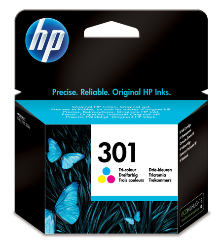 HP 301 - 3 ml - colore (ciano, magenta, giallo) - originale - cartuccia d'inchiostro - per Deskjet 1000, 1010, 1050 J410, 1050A J410, 1051A J410, 1055 J410, 1056 J410, 1510, 1512