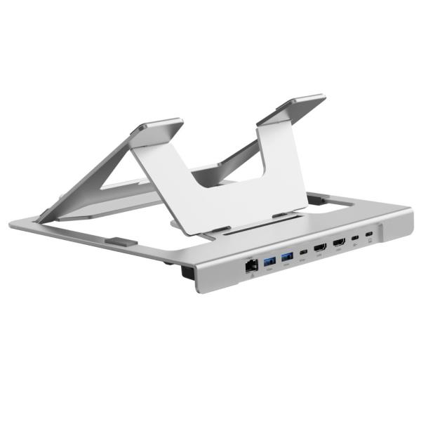 Conceptronic DONN35S, Supporto per computer portatile, Argento, Alluminio, USB 3.2 Gen 1 (3.1 Gen 1) Type-C, 5000 Mbit/s, 100 W