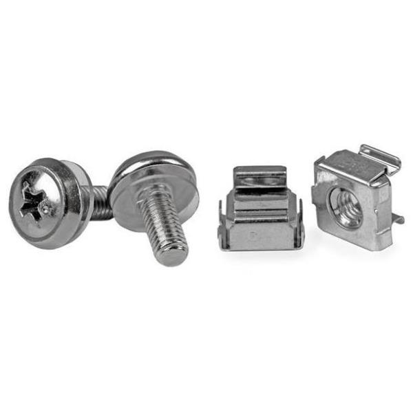 StarTech.com Viti e Dadi in Gabbia per Rack 19" e 10" con Fori Quadrati; Kit con Viti M5 da 12mm, Dadi e Rondelle; Utensile Incluso, Argento, TAA, Confezione da 50, Vite, Argento, 50 pz, 210 g