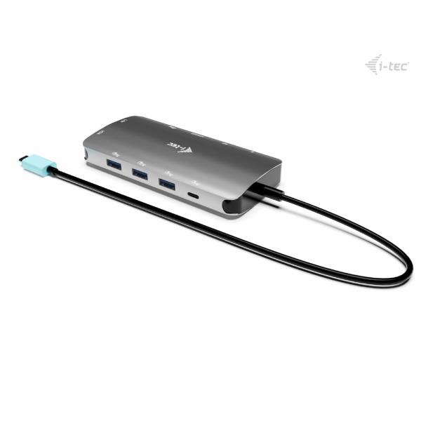 i-tec USB-C Metal Nano 3x Display (DP, HDMI and VGA) Docking Station + Power Delivery 100 W, Cablato, USB 3.2 Gen 1 (3.1 Gen 1) Type-C, 100 W, 10,100,1000 Mbit/s, Argento, 5 Gbit/s