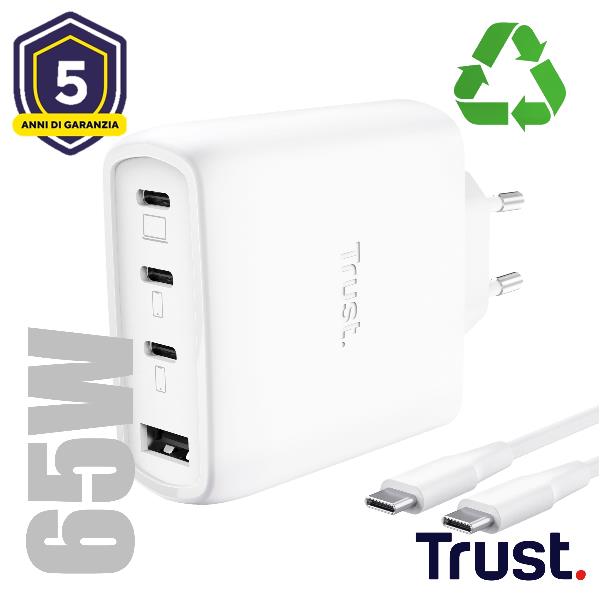 Trust Maxo 65W, Interno, AC, 20 V, 2 m, Bianco