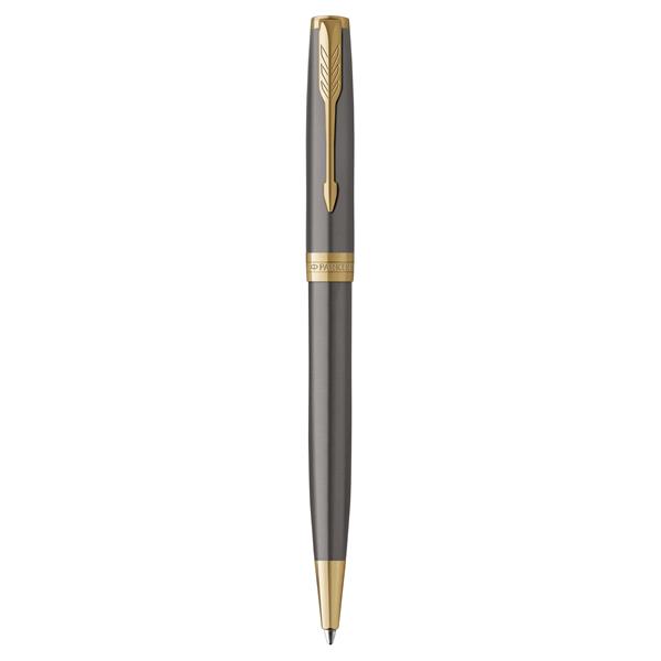 Penna a sfera Parker Sonnet grigia con clip e finiture in oro PVD