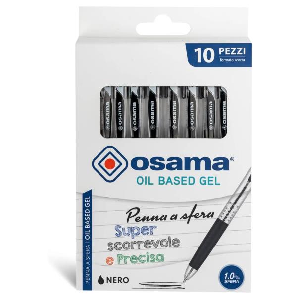 Penna a sfera a scatto Osama, punta 1 mm, inchiostro nero