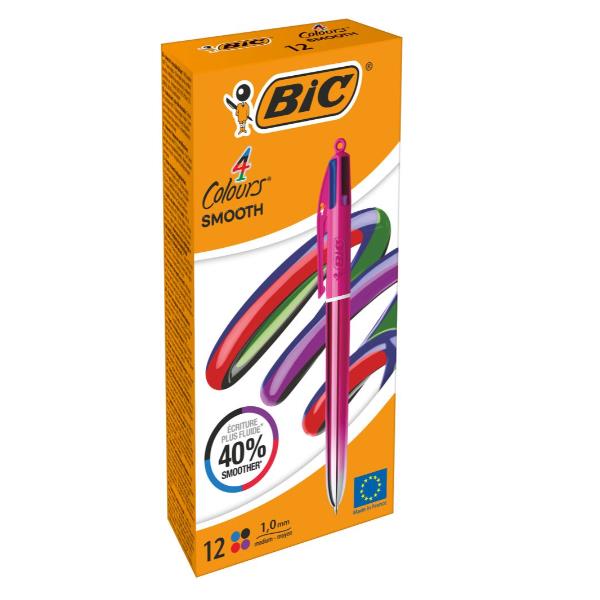 Penna a sfera Bic con inchiostro blu, punta media, corpo trasparente