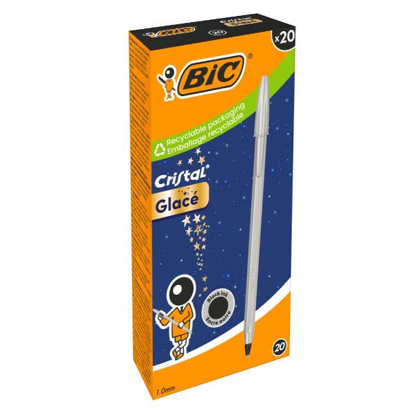Penna a sfera BIC Cristal Glacé effetto satinato, fusto e cappuccio coordinati