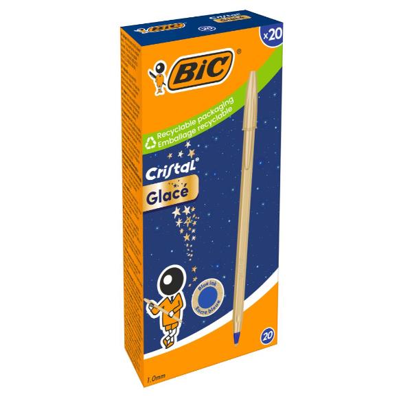 Penna a sfera BIC Cristal Glace dorata inchiostro blu