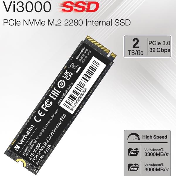 Verbatim Vi3000 - SSD - High Endurance - 2 TB - interno - M.2 2280 - PCIe 3.0 x4 (NVMe)