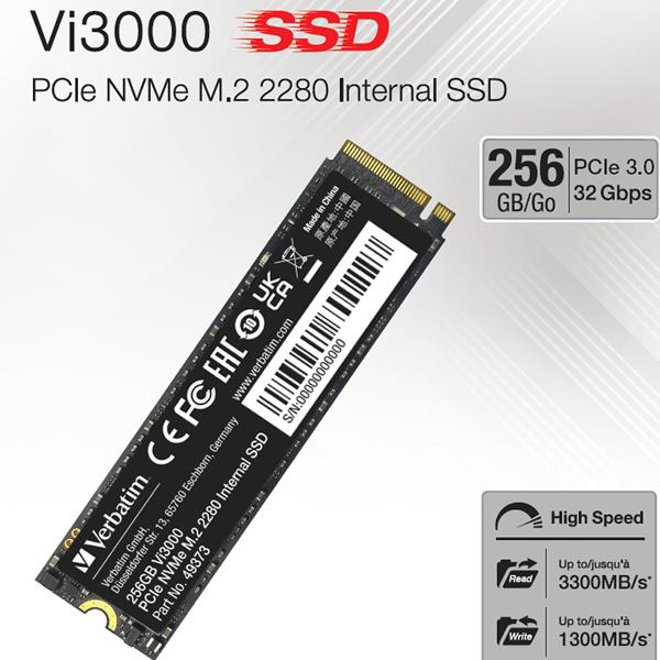 Verbatim Vi3000 - SSD - High Endurance - 256 GB - interno - M.2 2280 - PCIe 3.0 x4 (NVMe)
