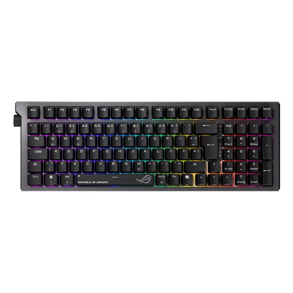 ASUS ROG Strix Morph 96 Wireless, Con cavo e senza cavo, USB + RF Wireless + Bluetooth, Interruttore a chiave meccanica, QWERTY, LED RGB, Nero