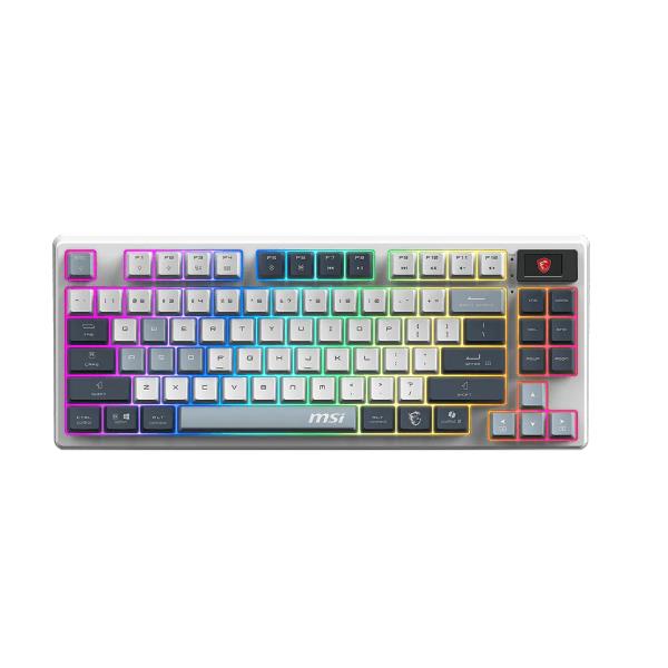 MSI FORGE GK600 TKL WIRELESS SKY IT, Wireless, USB + Bluetooth, Interruttore a chiave meccanica, QWERTY, LED RGB, Blu, Bianco