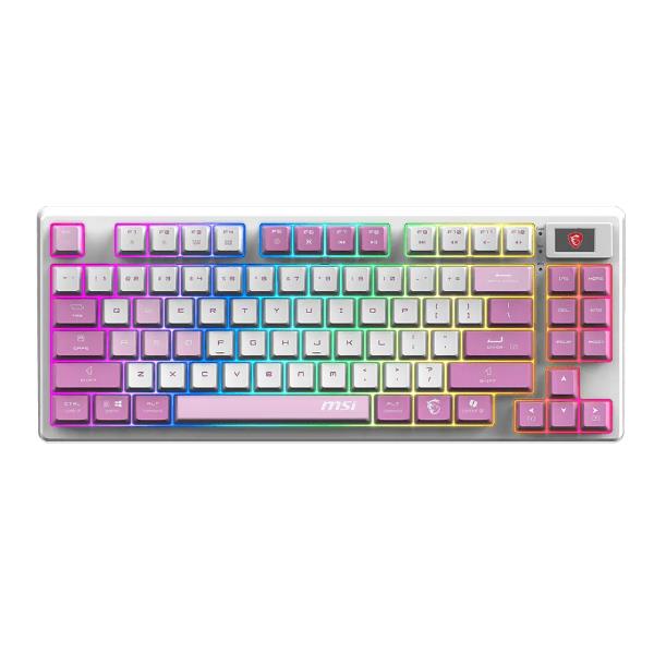 MSI FORGE GK600 TKL WIRELESS VIOLET IT, Wireless, USB + Bluetooth, Interruttore a chiave meccanica, QWERTY, LED RGB, Rosa, Viola, Bianco