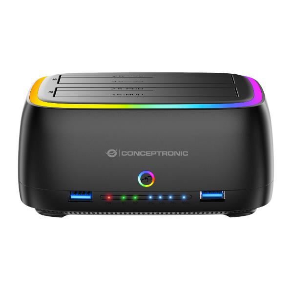Conceptronic DONN36B, HDD, SSD, Serial ATA III, 2.5,3.5ʺ, 40 TB, USB 3.2 Gen 1 (3.1 Gen 1) Type-C, Nero