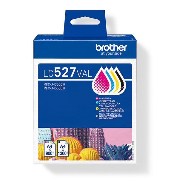 Brother LC527VAL, Nero, Ciano, Magenta, Giallo, Inchiostro a base di pigmento, Inchiostro a base di pigmento, 4 pz, 1300 pagine, Value pack
