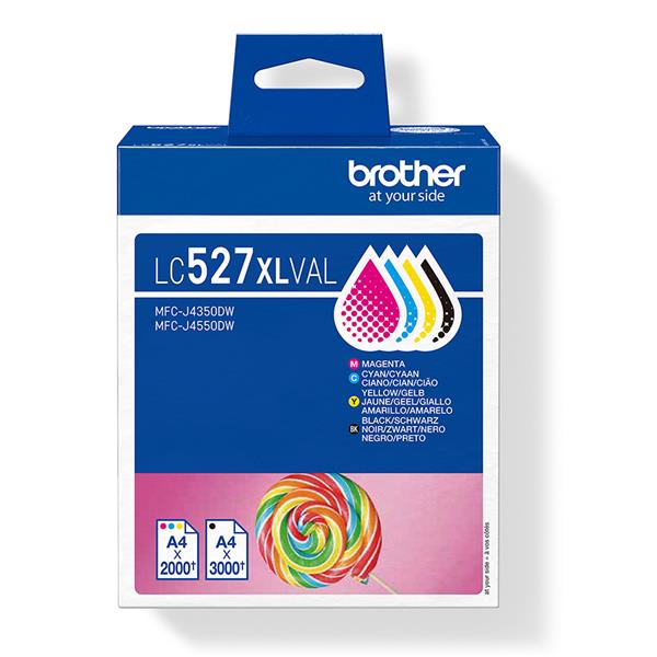 Brother LC527XLVAL, Resa elevata (XL), Nero, Ciano, Magenta, Giallo, Inchiostro a base di pigmento, Inchiostro a base di pigmento, 4 pz, Value pack