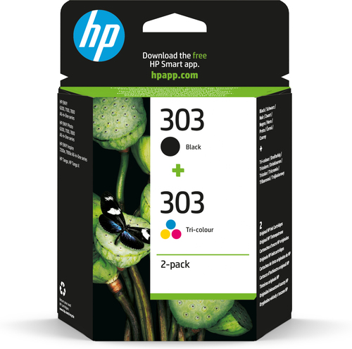 HP Confezione da 2 cartucce di inchiostro nero/in tricromia originali 303, Resa standard, Nero, Ciano, Magenta, Giallo, Inchiostro a base di pigmento, Inchiostro colorato, 4 ml, 4 ml