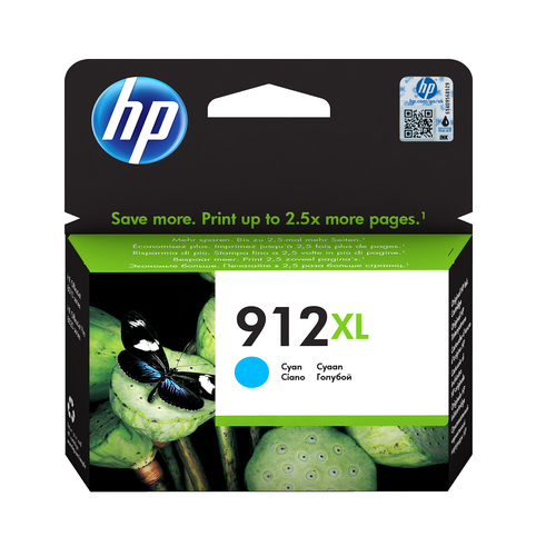 HP Cartuccia di inchiostro ciano originale 912XL ad alta capacità, Resa elevata (XL), Ciano, Inchiostro a base di pigmento, 8,5 ml, 1 pz, Confezione singola