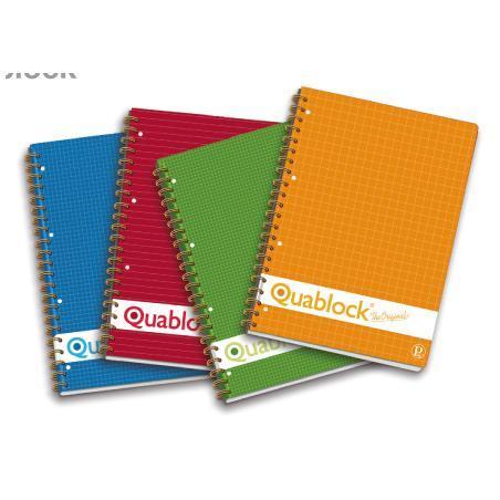 Blocco Quablock Original - spiralato - 22x29,5cm - 1 rigo - 120 fogli - 80gr - 4 fori - microperforato - Pigna